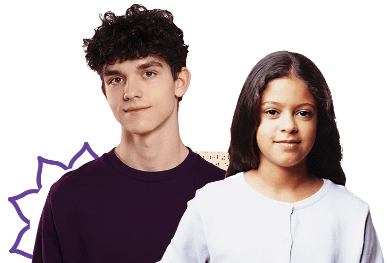 A teen boy and a pre-teen girl